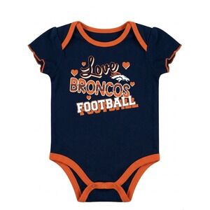 NFL Team Apparel Infant Bodysuit Blue/Orange Sz6-9M Denver Broncos Frayed Sleeve